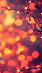 Abstract Festive Background, Rosy Fairy Lights Bokeh With Warm, Romantic, Blurry Lights Effect