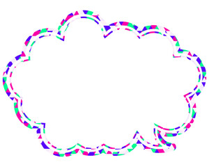 ステンドグラス風吹き出し　三角形模様　丸みのある雲形