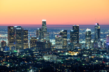 Obraz premium Downtown Los Angeles skyline at sunrise