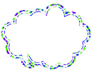 ステンドグラス風吹き出し　三角形模様　丸みのある雲形
