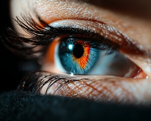 Close-up of a woman's eye, vibrant colors