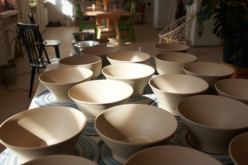 Creative pottery session capturing the essence of art and craftsmanship in a vibrant studio