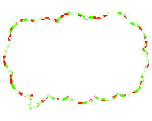 ステンドグラス風吹き出し　三角形模様　細長い雲形