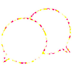 ステンドグラス風吹き出し　三角形模様　重なる会話