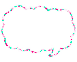 ステンドグラス風吹き出し　三角形模様　細長い雲形