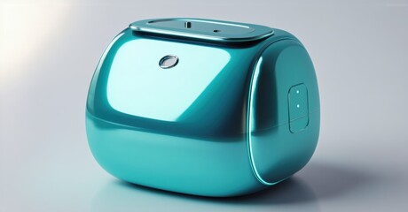 Futuristic silver and teal ai driven shopping assistant with personalized product recommendations flat three dimensional glossy style round square shape modern app icon featuring