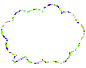 ステンドグラス風吹き出し　三角形模様　丸みのある雲形
