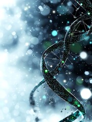 Detailed DNA helix structure in a bokeh background
