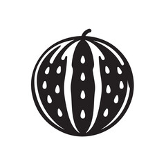 Black Watermelon Silhouette Isolated on White Background