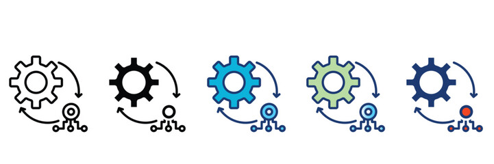 System Integration Icon Set Multiple Style Collection