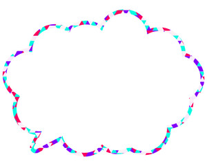 ステンドグラス風吹き出し　三角形模様　丸みのある雲形