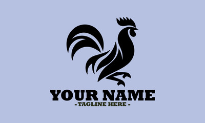 Obraz premium silhouette rooster vector design, illustration rooster logo art and template