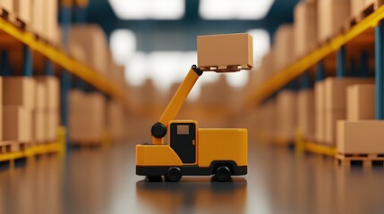 Fototapeta premium Futuristic Robotic Loader in a Modern Warehouse Setting