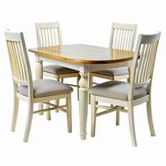 Dining Table and Chairs Isolated on White Background"