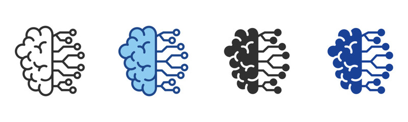 Brain Icon Multiple Style Vector Collection 