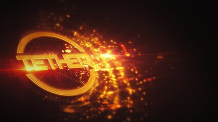 Futuristic digital background highlighting advanced cryptocurrency and encryption technology, featuring blockchain networks and secure cryptographic systems : Tether, Tether coin