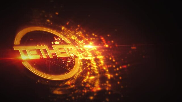 Futuristic digital background highlighting advanced cryptocurrency and encryption technology, featuring blockchain networks and secure cryptographic systems : Tether, Tether coin