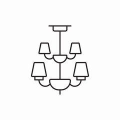 Elegant chandelier lighting icon vector sign