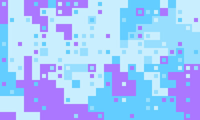 Abstract pixel art background.  Pastel blue and purple squares create a dynamic, playful design perfect for tech, websites, presentations, or social media.