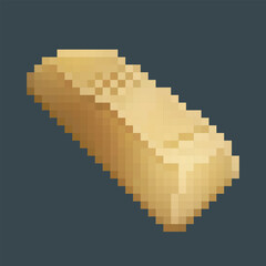 Fototapeta premium golden ingot in pixel art style with isolated background