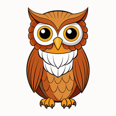 owl, bird, cartoon, animal, vector, illustration, cute, nature, eyes, brown, character, wing, wise, icon, drawing, feather, design, beak, art, fun, branch, flying, halloween, wildlife, wild