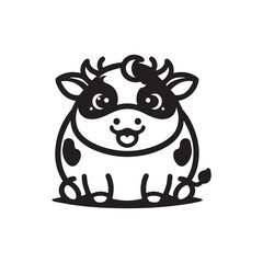 Cute Fat Cow Mascot Logo – Funny Cartoon Animal Design for Farm, Dairy or Kids Brand
