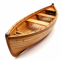 wooden boat isolated on white background