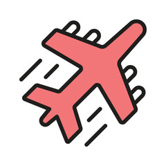 A well designed line style icon showing flying plane