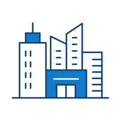 Obraz premium Buildings Line Editable Stroke Icon. Real Estate, City, Cityscape, House, Home, Apartment, Condominium, Hotel, Mall, Town, Architecture Buildings Icons Vector Illustration