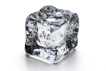 Crystal Clear Ice Cube Glistening in Light Refreshing Coolness
