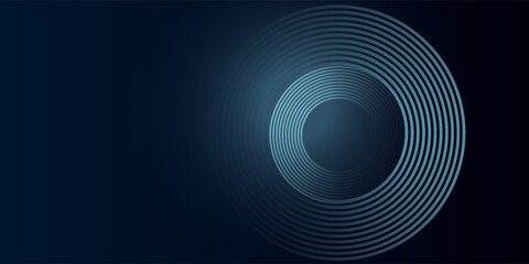 Blue abstract background with glowing circles. Swirl circular lines pattern. Geometric spiral. Twirl element. Modern graphic design. Futuristic technology concept.