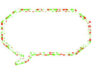 ステンドグラス風吹き出し　三角形模様　細長い八角形
