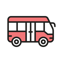 A modern line style icon showing electric bus