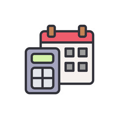 Event calculation colored icons, minimalist vector illustration ,simple transparent graphic element .Isolated on white background