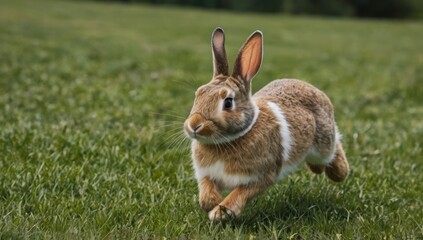 Fototapeta premium Bunny running in field