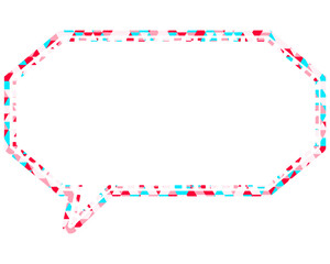 ステンドグラス風吹き出し　三角形模様　細長い八角形