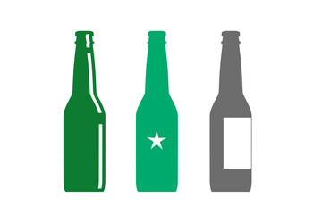 Beer glass bottles isolated on white background. Vector clipart