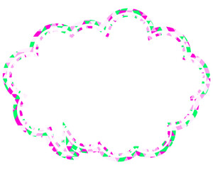 ステンドグラス風吹き出し　三角形模様　丸みのある雲形