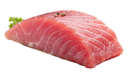 A fresh fillet of fatty tuna fish to grill on transparent background