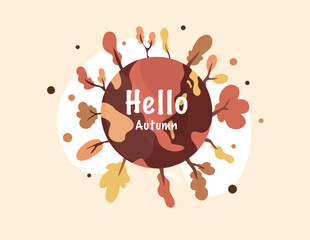 Fall autumn greeting card with leaves decoration vector