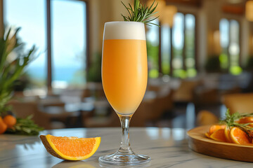 Refreshing Citrus Cocktail in Elegant Glass with Rosemary Garnish for Summer Gatherings