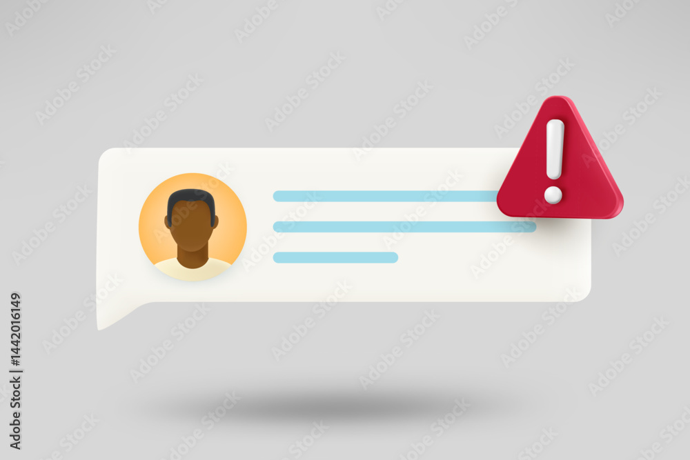 Aufkleber new comment notification with old man avatar. spam concept. 3d vector illustration