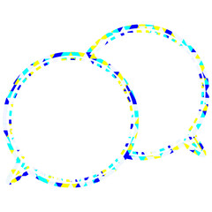 ステンドグラス風吹き出し　三角形模様　重なる会話