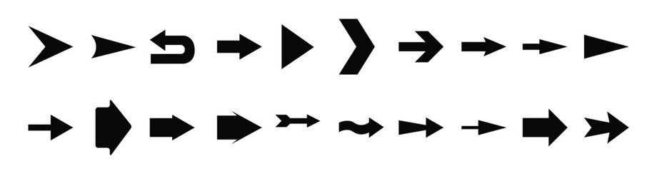 Collection Icon Set of Different Arrows Sign Black Vector