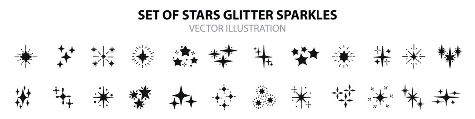 Set of stars glitter sparks