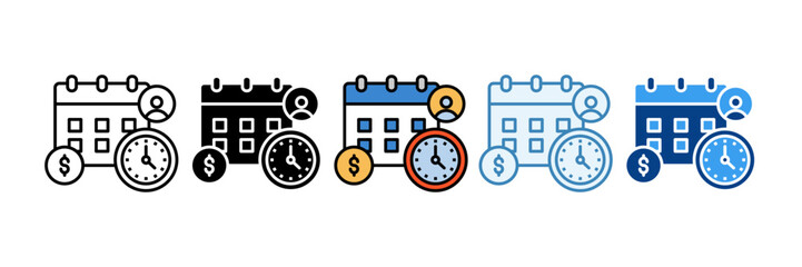 Fototapeta premium Resource Calendar Icon Set Multiple Style Collection