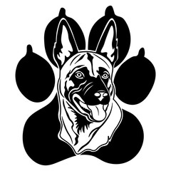 Belgian Malinois, Paw , Hand Drawn Vector Illustration