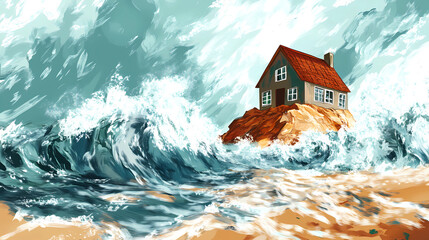 Naklejka premium The wise builder built his house on rock, but the foolish one built it on sand.