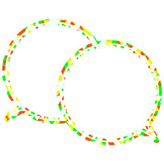 ステンドグラス風吹き出し　三角形模様　重なる会話
