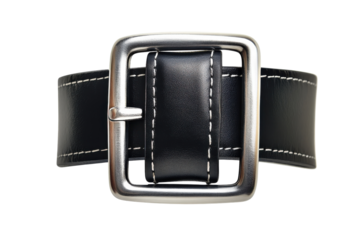 Elegant black leather belt with silver buckle stitched detail classic style fashion accessory close